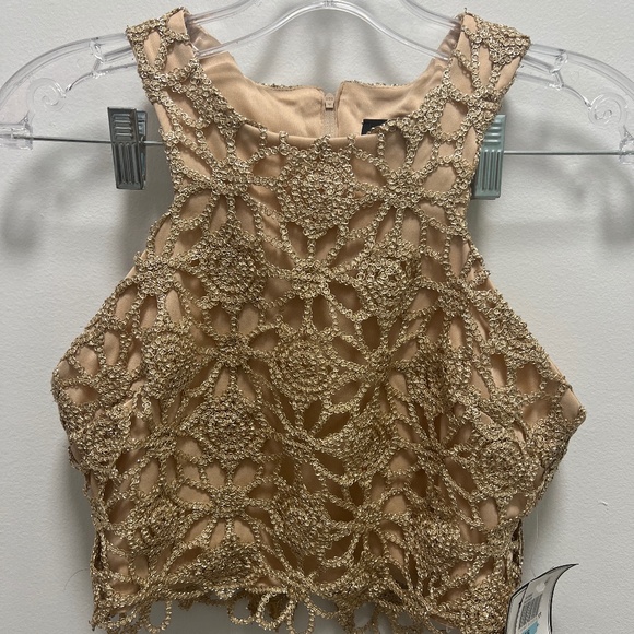 B Darlin Gold and Red Two Piece Dress - Picture 1 of 4